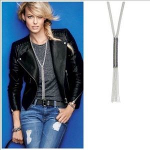 STELLA & DOT TESSA SILVER TASSEL NECKLACE
